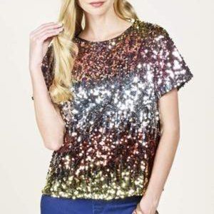Eva Franco Anthropologie Pierson Plaid Sequin Top